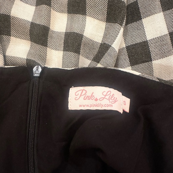 Gingham B&W Pink Lily Dress - Picture 2 of 2